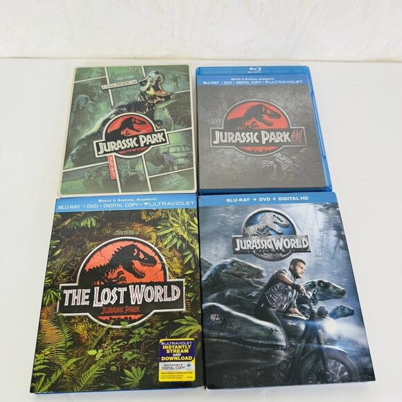 Jurassic Park Steelbook, Lost World, JP III & JP World Lot (Blu-ray/DVD) - Picture 1 of 4